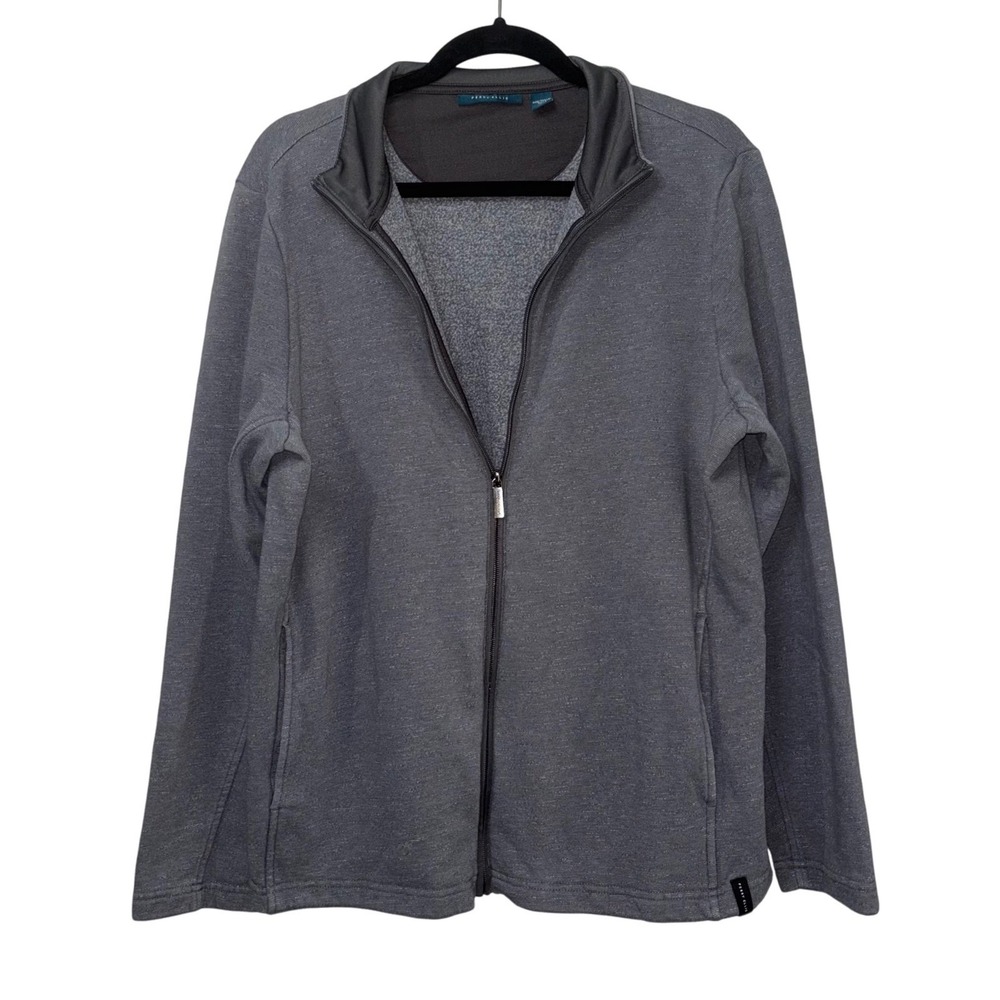 Perry Ellis Mens Gray Full Zip Jacket Mock Neck Long Sleeve Casual‎ L